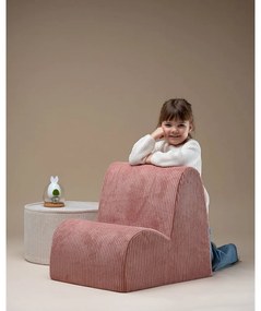 Fotoliu de copii roz cu tapițerie din catifea reiată Cloud – Wigiwama