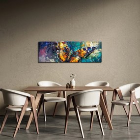 Tablou - Fluture, pictură în ulei (cu ceas) (90x30 cm)