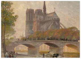 Tablou pe sticlă - Robert William Vonnoh, Notre Dame de Paris, reproducere (70x50 cm)