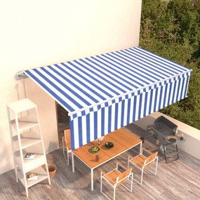 vidaXL Copertină retractabilă automat cu stor, albastru&amp;alb, 6x3 m