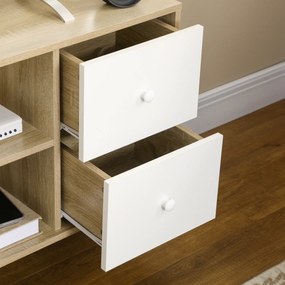 HOMCOM Mobilier TV pentru televizor de până la 114,3 cm picioare din lemn masiv stil scandinav 3 nișe 1 dulap 120 x 30 x 60 cm | Aosom Romania