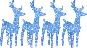 vidaXL Reni de Crăciun, 4 buc., albastru, 160 LED-uri, acril