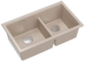 Chiuveta compozit sub blat Quadron Logan 120 bej - inox 76x45 cm