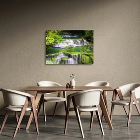Tablou pe sticlă - Cascada Huay Mae Khamin, Kanchanaburi, Thailanda (70x50 cm)