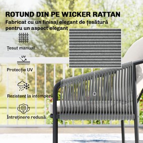 Outsunny Set de Grădină din Ratan 4 Piese cu Canapea, Fotolii, Măsuță, Bej | Aosom Romania