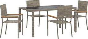 vidaXL Set de masă pentru grădină 5 pcs Gri poliratan