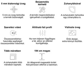 Cabină de duș pătrată Spirit Clear 90x90x180 cm, fără cădiță de duș, neagră