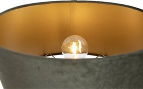 Lampă de masă bej cu abajur oval verde și interior auriu 35cm - Thijmen