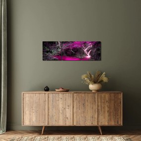 Tablou - Pădure roz (cu ceas) (90x30 cm)