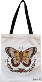 Sacosa de Panza pentru Cumparaturi, Geanta Tote, Brown Butterfly, Cu fermoar, 38x34.5 cm, Alba, BEKZ®