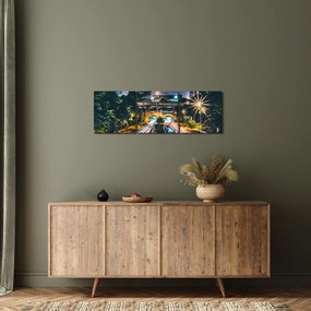 Tablou - Oraș de noapte (cu ceas) (90x30 cm)