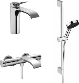 Set baterii lavoar, cada si set de dus Hansgrohe Vivenis crom