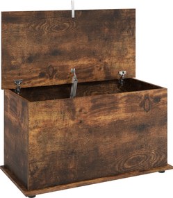 HOMCOM Ladă de Depozitare, Bancă pentru Pantofi cu Capac de Siguranță, pentru Capătul Patului, Maro Rustic | Aosom Romania