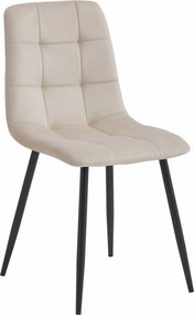 OFERTA Scaun de catifea bej KARA cu picioare negre II. calitate