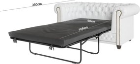 Canapea albă extensibilă cu tapițerie din imitație de piele 148 cm York – Ropez