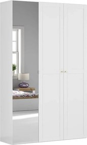 Dulap FLEX, alb/auriu, PAL, cu 3 usi si oglinda, 150x45x240 cm
