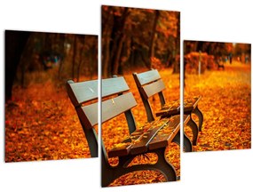 Tablou cu banca toamna (90x60 cm)