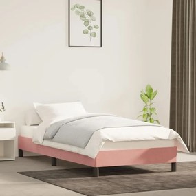 346963 vidaXL Cadru de pat, roz, 100x200 cm, catifea
