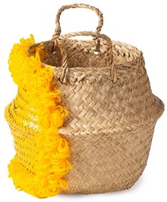 Coș de jucării pentru copii galben/în culoare naturală din iarbă-de-mare ø 30x28 cm Lion – Compactor