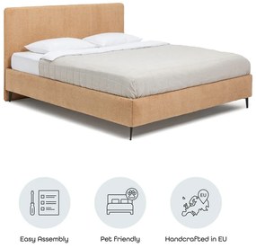 Pat matrimonial galben muștar tapițat cu somieră 160x200 cm Noira Slim – Bonami Selection