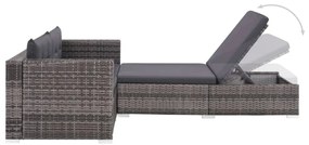 Set mobilier de gradina cu perne, 3 piese, gri, poliratan