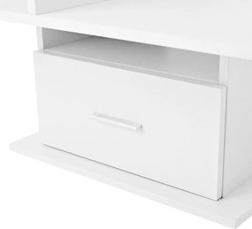 Masă de cafea multifuncțională, cu finisaj lucios și lift, cu iluminare LED, reglabilă pe înălțime și cu spațiu de depozitare flexibil, 78x78x45,5 cm, Alb