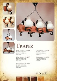 Aplica de perete rustica fabricata manual din lemn Trapez WOOD-TR-AP2