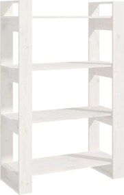 vidaXL Bibliotecă/Separator cameră, alb, 80x35x125 cm, lemn masiv pin