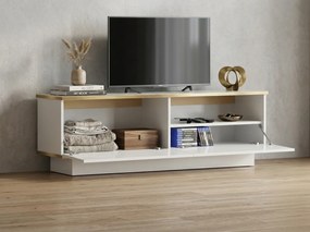 Comoda TV ALVIN 135 cm, alba/aurie