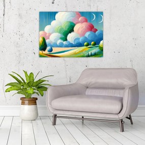 Tablou pe sticlă - Peisaj cu nor (70x50 cm)