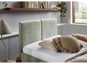 Pat matrimonial verde deschis tapițat cu somieră 140x200 cm Piano – Meise Möbel