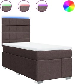 vidaXL Pat box spring cu saltea, maro închis, 100x200 cm, textil