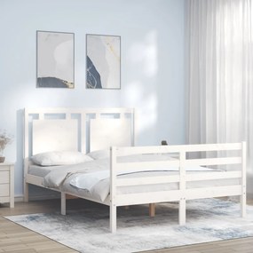 3194052 vidaXL Cadru de pat cu tăblie, alb, 140x200 cm, lemn masiv