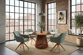 Scaun pivotant PAPILLON tesatura boucle verde salvie/ stejar
