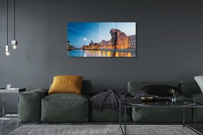 Tablouri acrilice Râul noapte oraș vechi Gdańsk