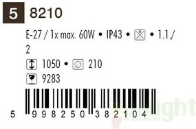 Stalp exterior H-105cm, IP43, negru Velence 8210 RX