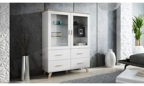 Vitrină Solara 2D4S (alb + stejar sonoma). Promo -16%. 1122962