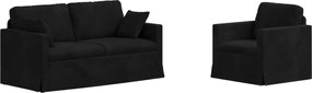 vidaXL Set de canapea 2 pcs Negru 158 x 78 x 80 cm Catifea