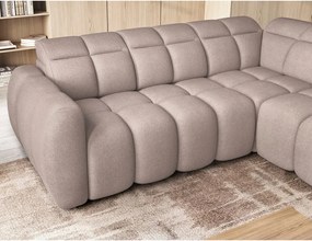 Colțar maro deschis extensibil/cu spațiu de depozitare cu tapițerie din țesătură bouclé (cu colț pe partea dreaptă/în formă de ”L”) Falconn – ELTAP