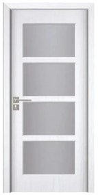 Usa Interior din MDF Novo Doors ND317, Cadru din Lemn Masiv, Geam Sablat, KIT COMPLET, Toc , Manere si balamale incluse (Culoare: Alb, Toc: Fix,