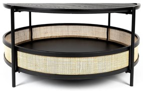 Măsuță de cafea neagră/în culoare naturală rotundă ø 80 cm Makoto – White Label