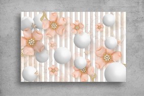 Tapet Premium Canvas - Bile si flori cu perle 3d abstract