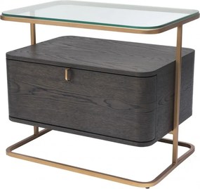 Masuta laterala cu sertar design elegant LUX Augusto cafeniu 114214 HZ