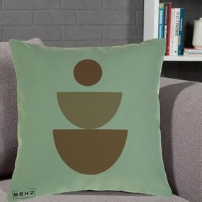 Perna Decorativa Geometric Boho Semicerc Stivuit, 40x40 cm, Verde, Husa Detasabila, Perna Inclusa, BEKZ®