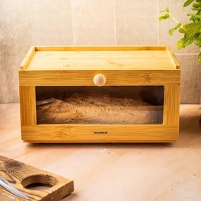 Cutie pentru pâine din bambus cu front acrilic, 35.5×24×18 cm, Klausberg KB-7923