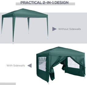Foisor Impermeabil Outsunny cu Paneluri Laterale Pliabile 3x3m, Verde | Aosom RO