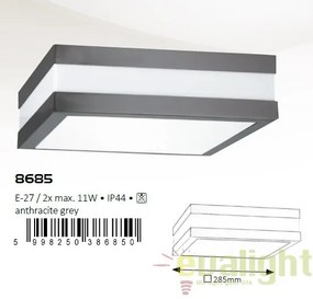 Aplica de perete, Plafoniera exterior IP44, finisaj antracit gri, 28,5x28,5cm, Stuttgart 8685 RX