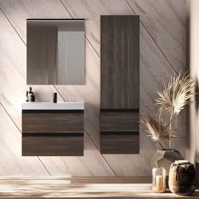 Set mobilier baie (masca suspendata cu 2 sertare si lavoar) Kolpa San Harmony 70x48xH61, stejar inchis