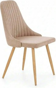 Scaun sufragerie K285, bej/stejar, stofa clasica/metal, 49X56X91 CM