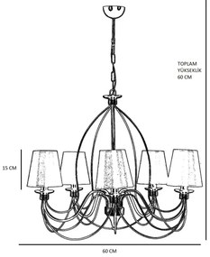 Candelabru CLASSIC cu lanț, 5xE14/40W/230V, bronz/bej